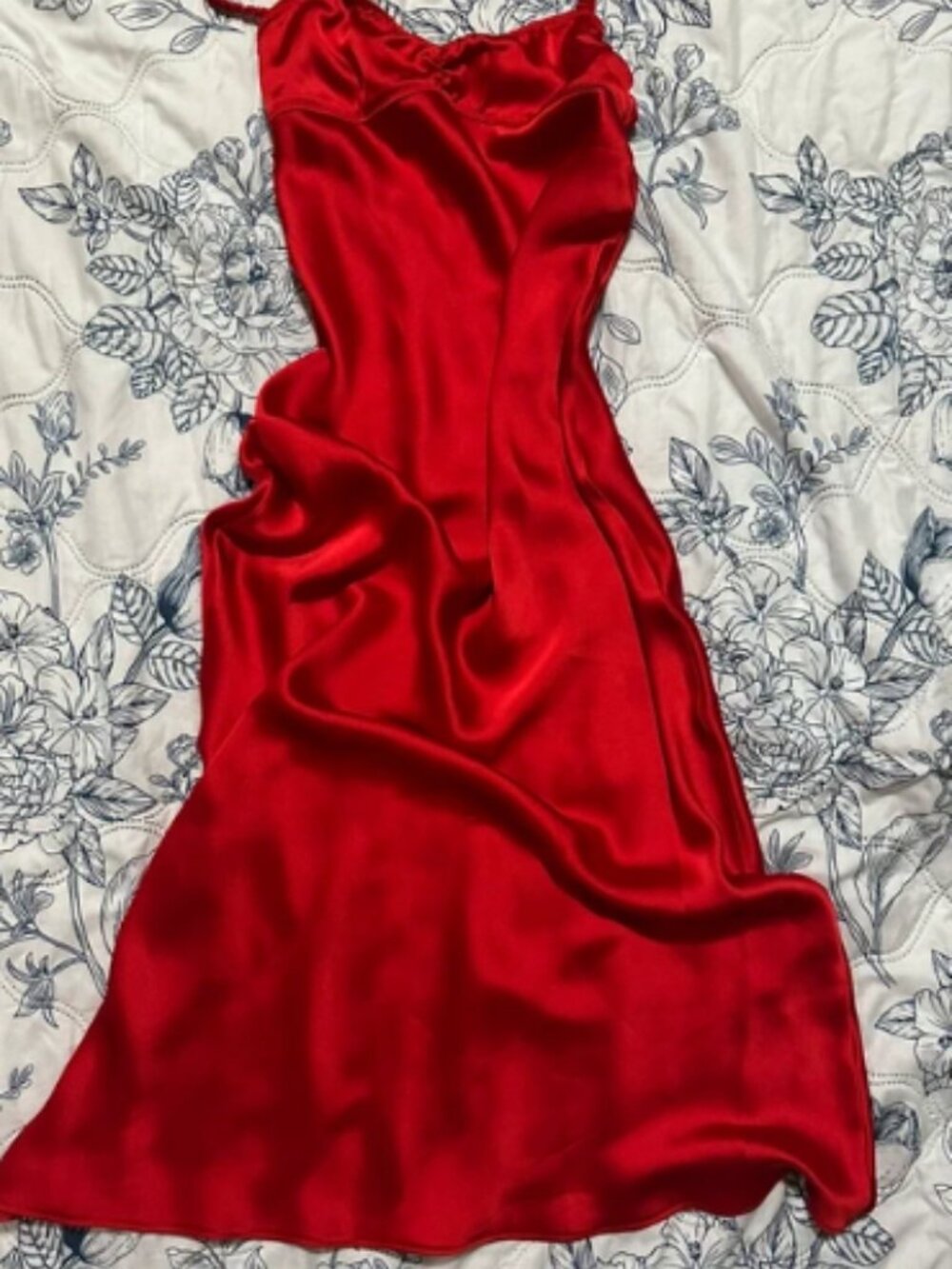 red satin maxi dress